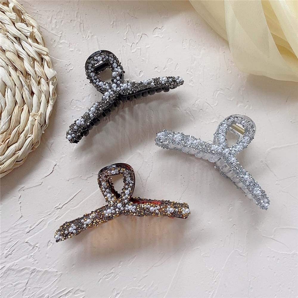 Strass Haarspangen Für Damen – 10,2 Cm Metall-Clips, Starker Halt Für Dickes & Dünnes Haar, 2 Stück