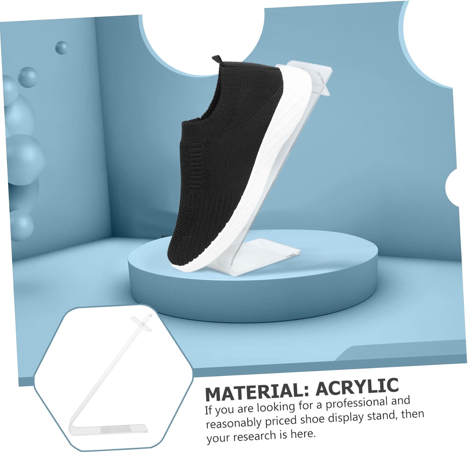 4pcs Acrylic Shoe Display Stand Lightweight Sandal Sports Shoe Rack for High Heels Sneakers Flats Unique Design for Showcasing All Styles Retail Home Use