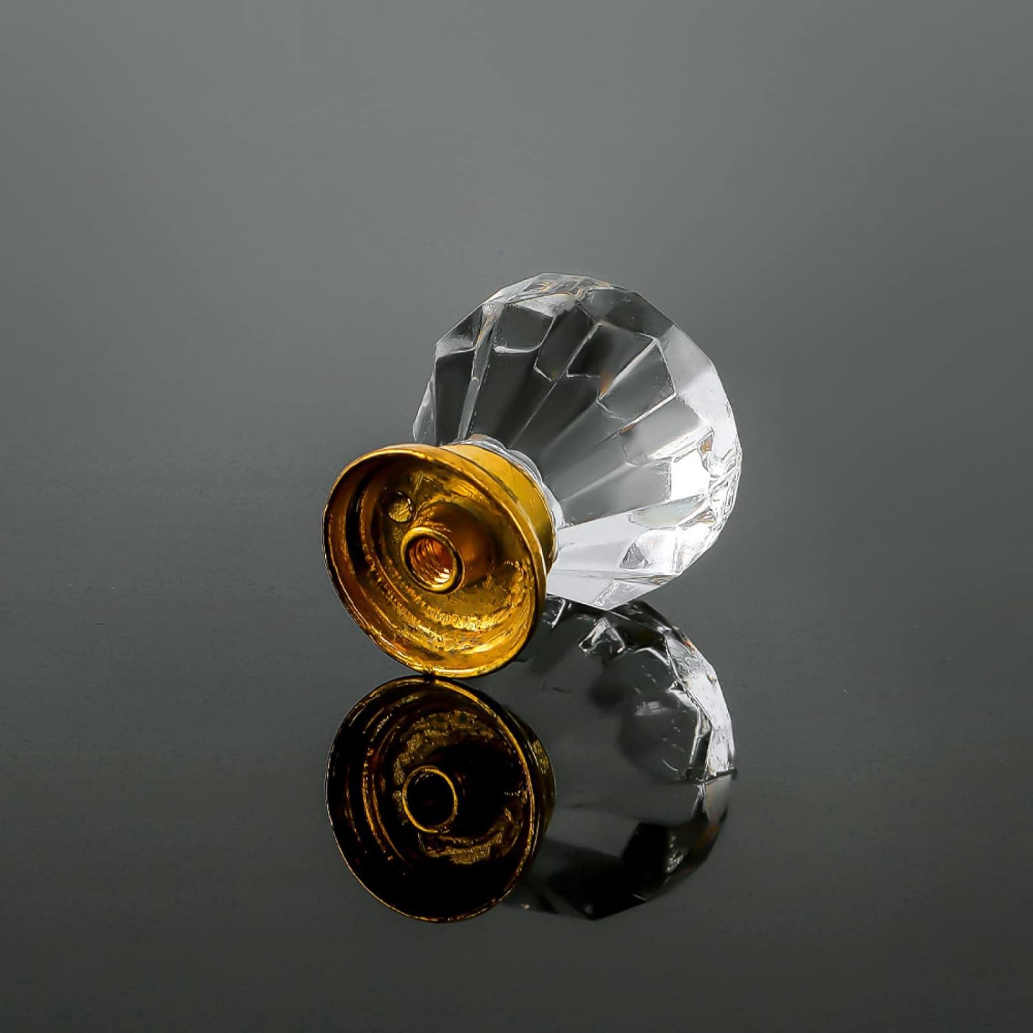 Crystal Knobs, 10 Pack Clear Cabinet Drawer Door Knob Acrylic Handle Transparent Silver Base for Wardrobe Doors, Cabinets & Drawers(Transparent Gold Bottom)
