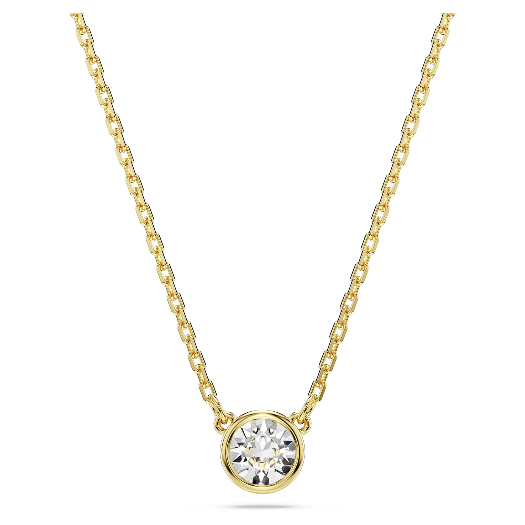 Swarovski Imber pendant, Round cut, White, Gold-tone plated