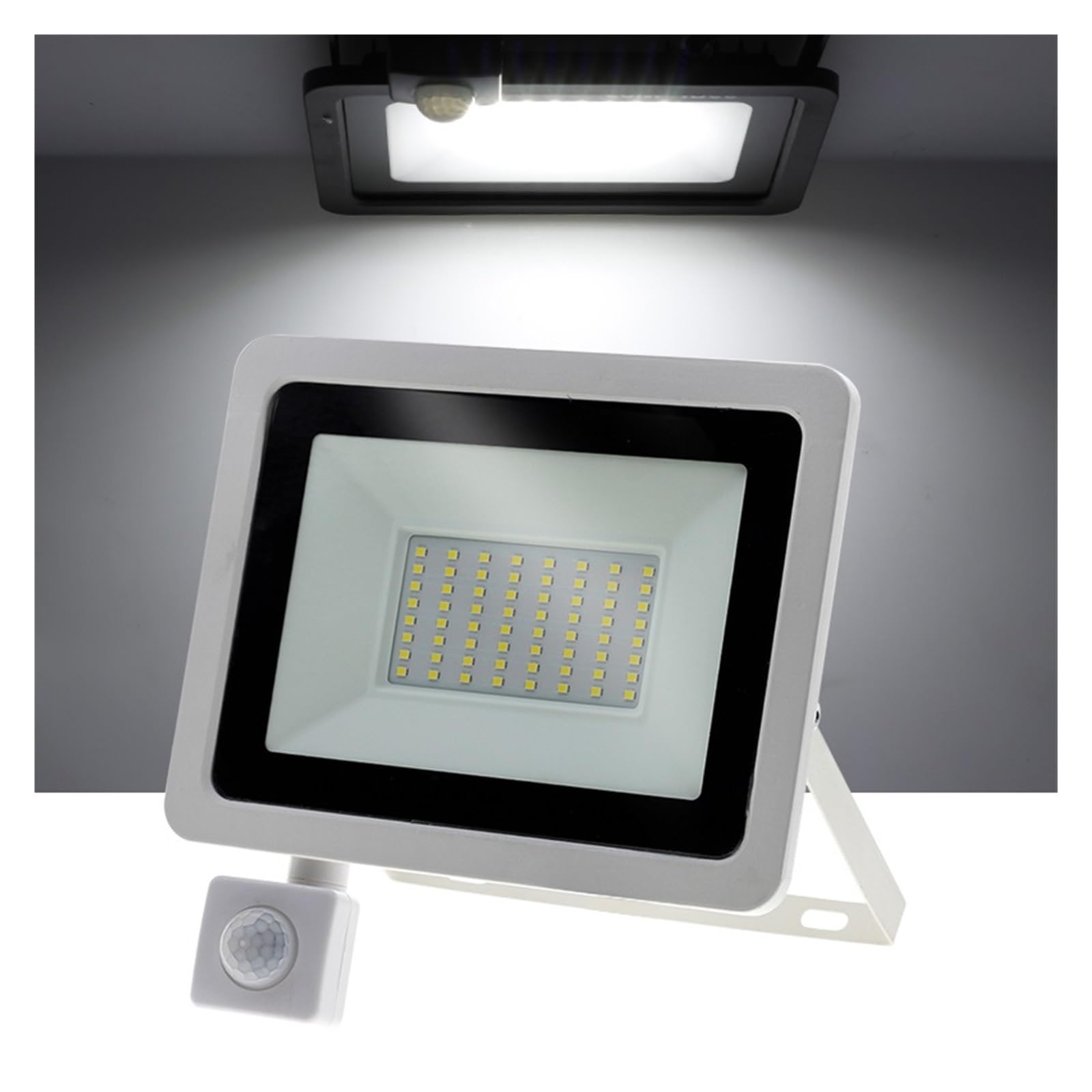LLOOPK LED Flood Light, LED FloodLight PIR Motion Sensor Flood Light IP66 Waterproof Spotlight Wall Outdoor Lighting White Warm(White Light2,50W)