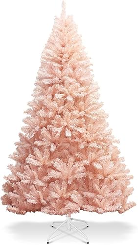 Miniatura 8 de MAT EXPERT Árbol de Navidad de abeto artificial rosa de 7 pies árbol completo con bisagras sin luz 937 puntas con soporte de metal estable fácil