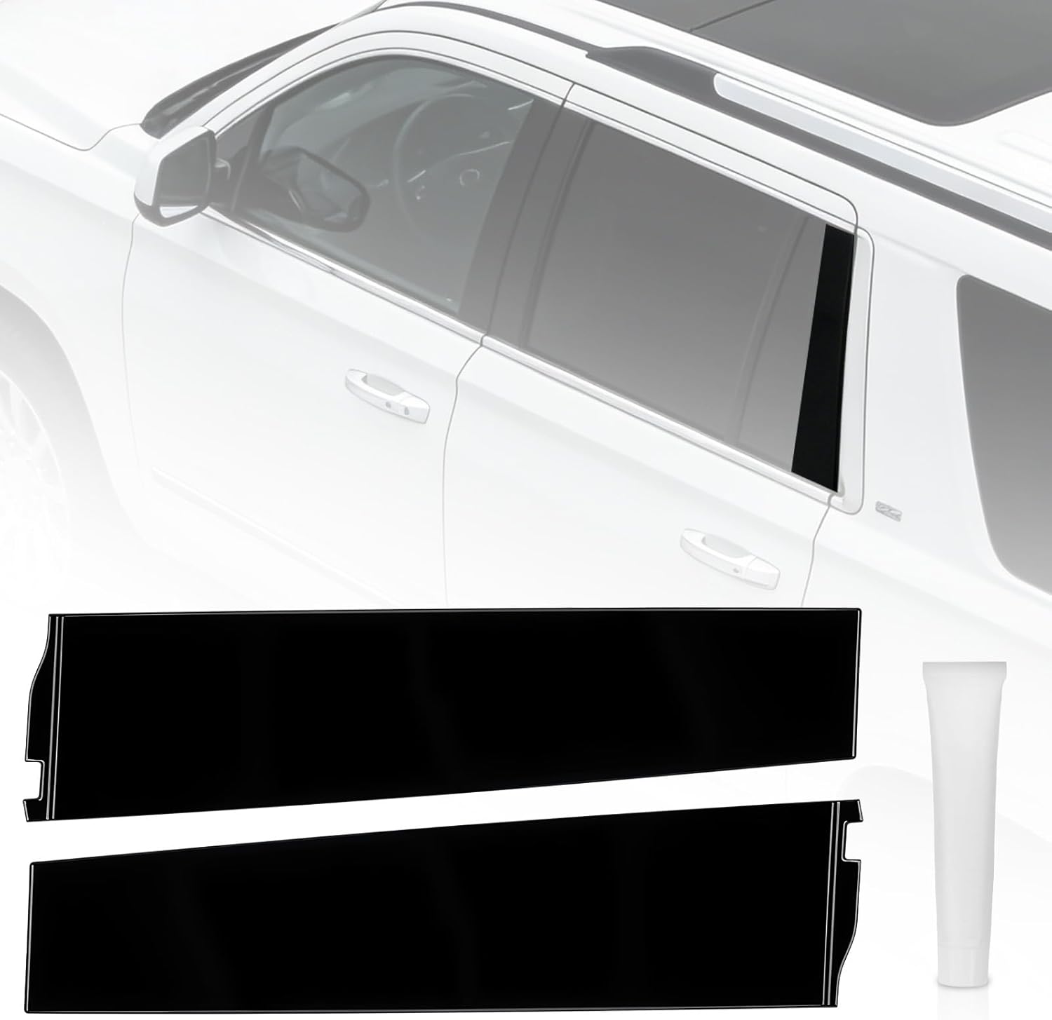 2PCS Rear Door Applique Molding Compatible with Cadillac Escalade ESV,Chevrolet Suburban 3500 HD,GMC Yukon XL 2015-2018,Rearward Window Trim Molding Driver &Passenger Side 926-247 926-248