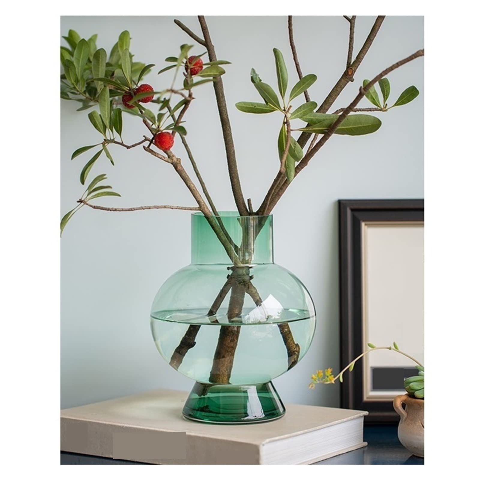 flower vase Nordic Luxury Glass Vase Decoration Creative Living Room Table Flowers Water Culture Simple Dry Flower Transparent Arrangement(Large)