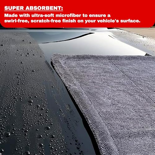 Image of Prime Pick Ultra Clean Microfiber Cloth Super Absorbent Double Sided Extra Thick Car Bike Auto Detailing Cleaning Towel Lint Free Scratch Free Washing Drying Cloth Light Blue 60 x 40 cm 1200 GSM