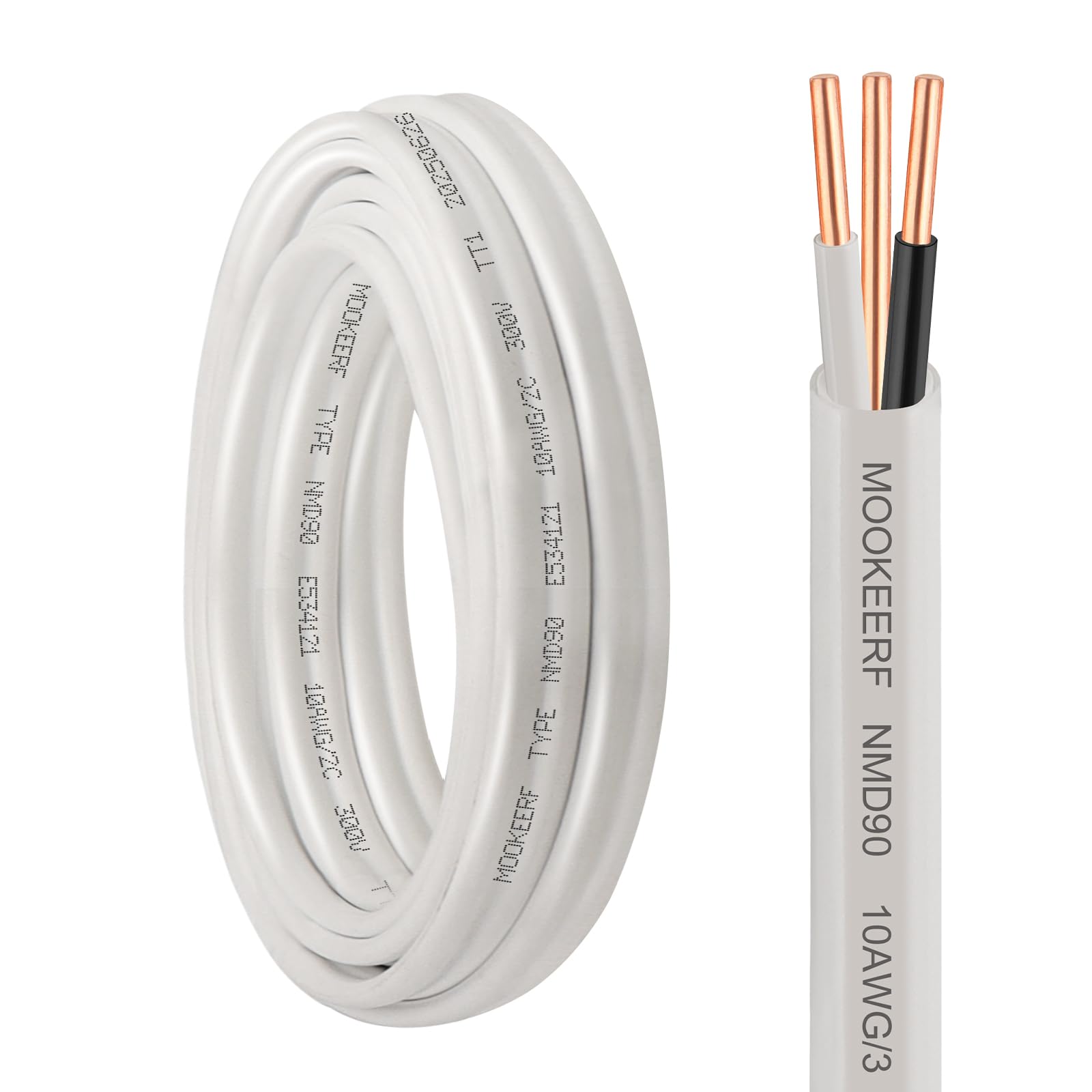 MOOKEERF 10/2 NMD 90 Electrical Wire with Ground - 10FT 10 AWG 2