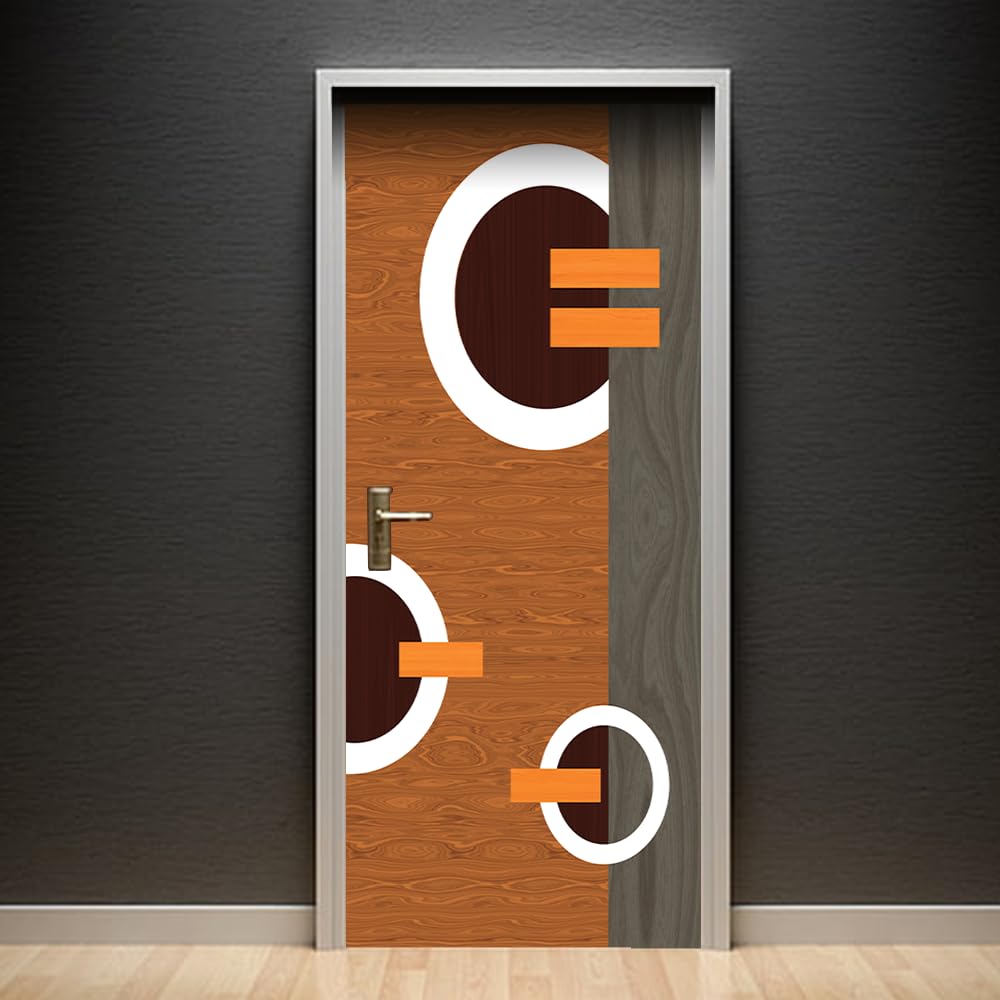 Door Wallpaper Sticker with Mordern Door Design Artwork, Self Adhesive Vinyl, Waterproof, 30x78 inch, for Interior Home Decor-image-6