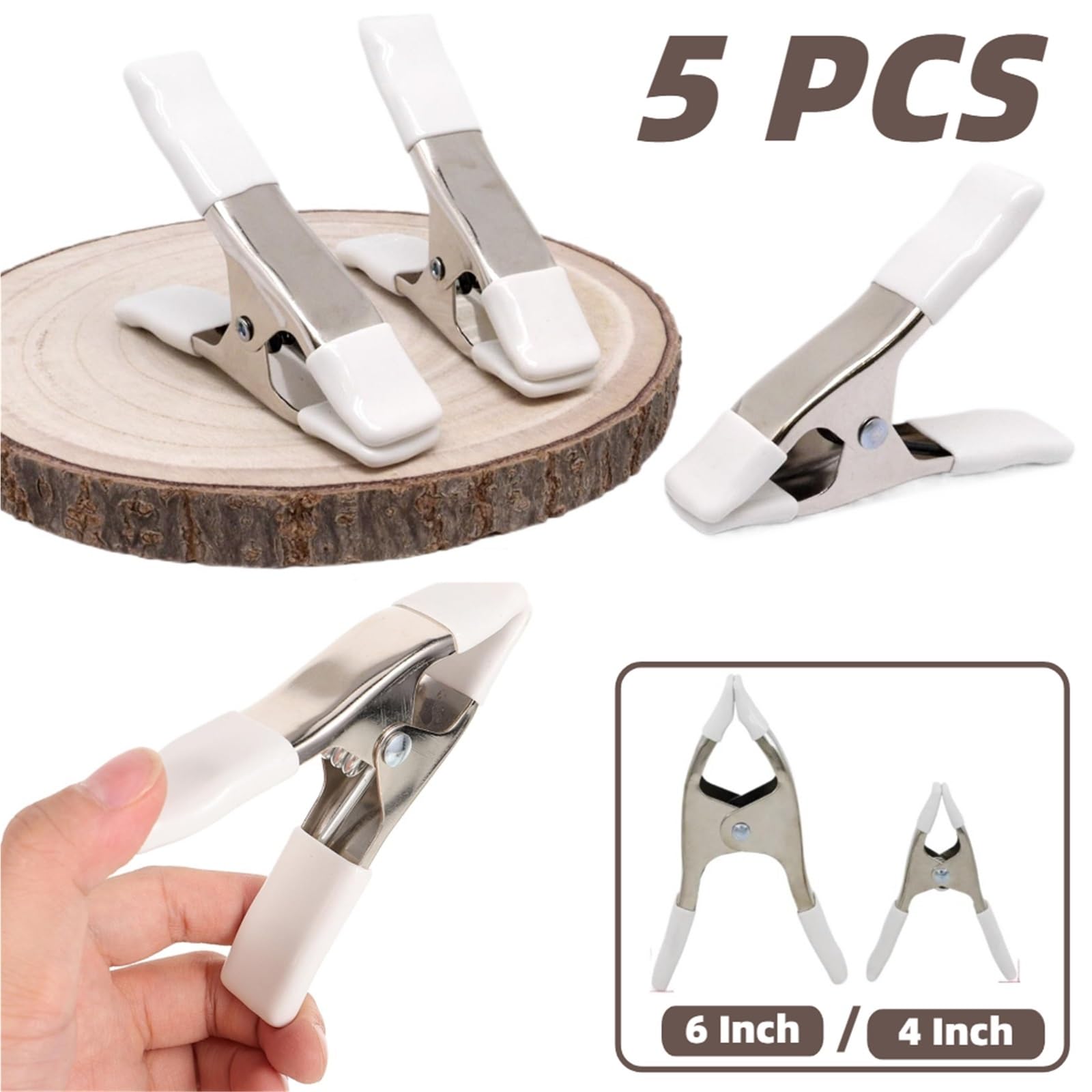 ApuaVireo&Co 5 szt. 4/6 cala zacisk sprężynowy w kształcie litery A z końcówkami ochronnymi zaciski tła klipsy odzieżowe krawcowa manekin(6 Inch-5 Pcs)
