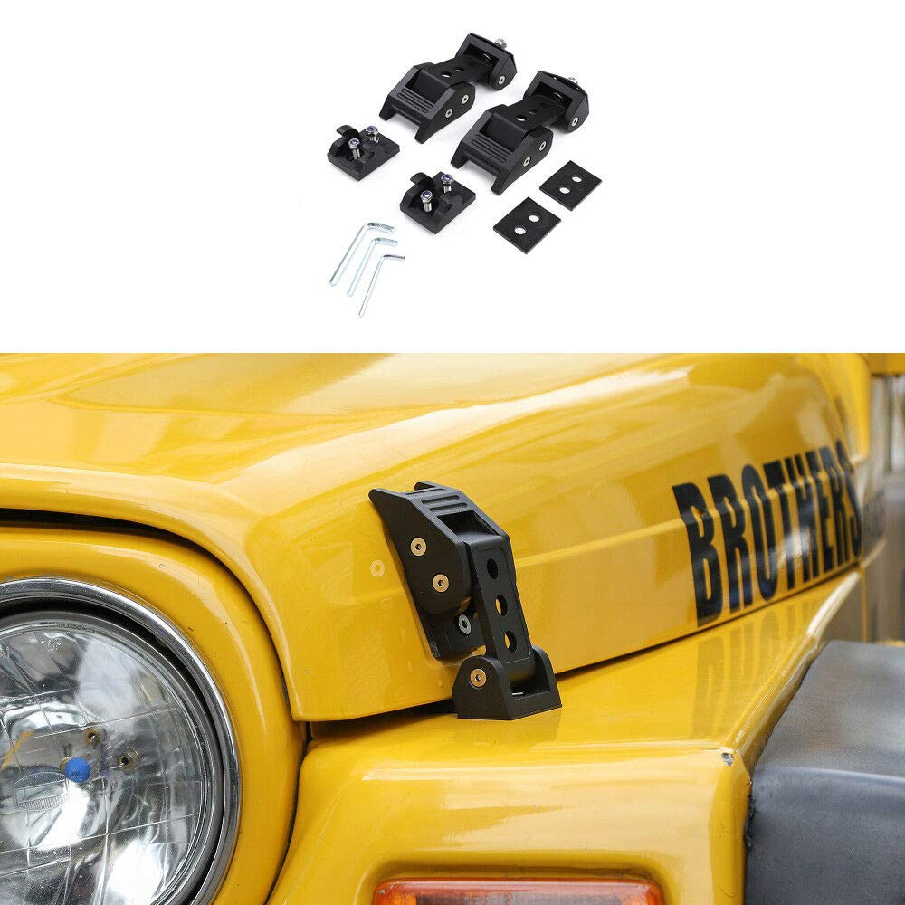JeCar Aluminum Hood Latches for Jeep Wrangler TJ 1997-2006 Hood Latches Catch Set (Eliminates Hood Flutter)