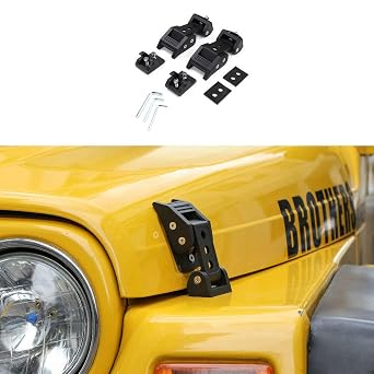 JeCar Aluminum Hood Latches for Jeep Wrangler TJ 1997-2006 Hood Latches Catch Set Eliminates Hood Flutter