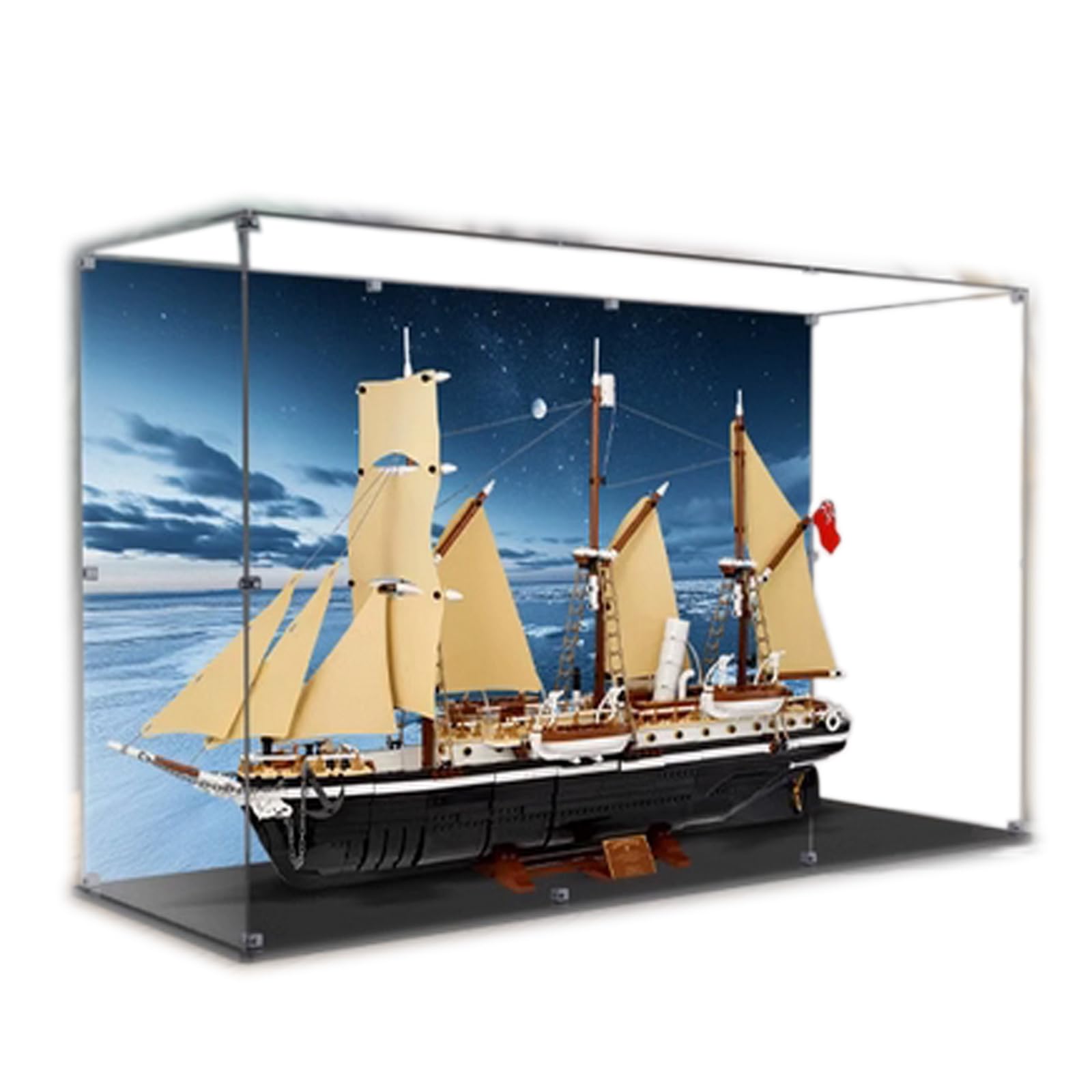 Acrylic Display Box for Lego 10335 Endurance Expedition Ship Protect Series, Gift Dust Storage Display Box (Not Include The Building Blocks) (Painted Background)