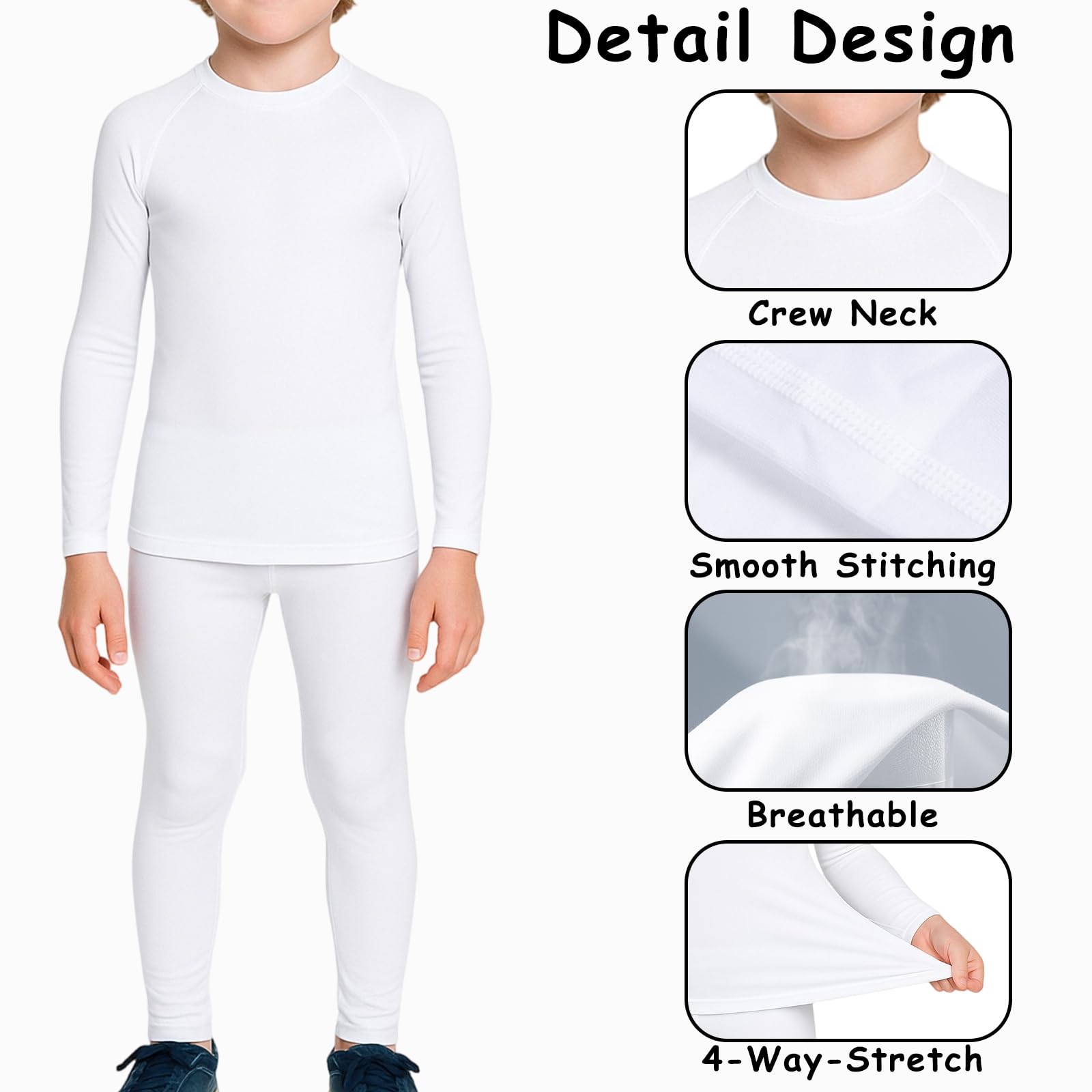 HYCOPROT Ropa Interior Térmica para Niños Conjunto Deportivo Camiseta de Compresión Esquí Invierno Cálida