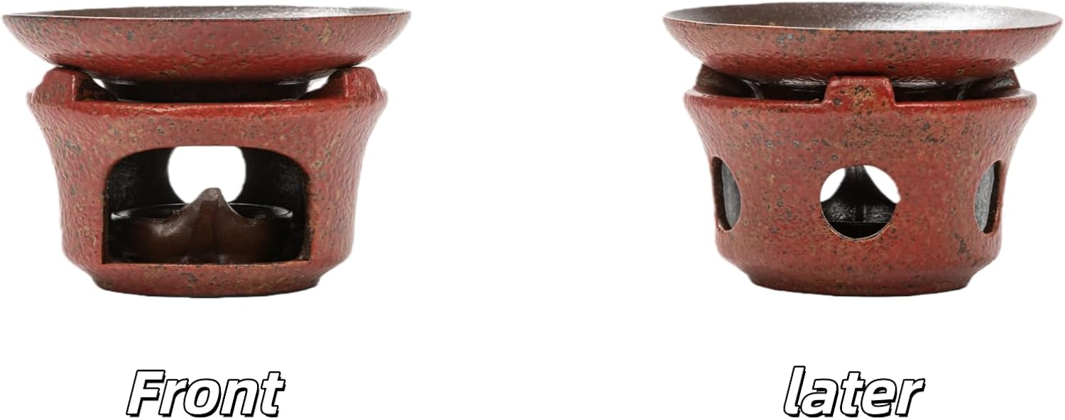Ceramic Aroma Diffuser & Candle Heater, 4.23"×4.23"×2.82", Wax Melt Warmer & Essential Oil Burner for Home, Office, Yoga, Meditation & Relaxation（Reddish-Brown）