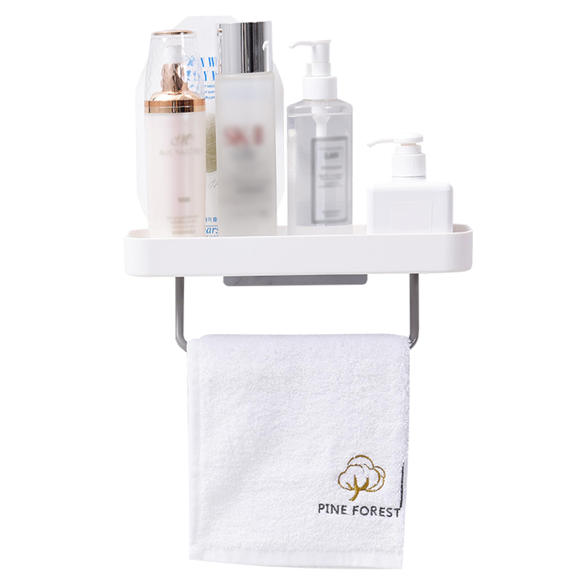 Cetomo Plastic Wall Mounted Shower Caddy Shelf Organizer with Detachable Towel Rack for Bathroom Bathtub Sink Kitchen Washbasin
