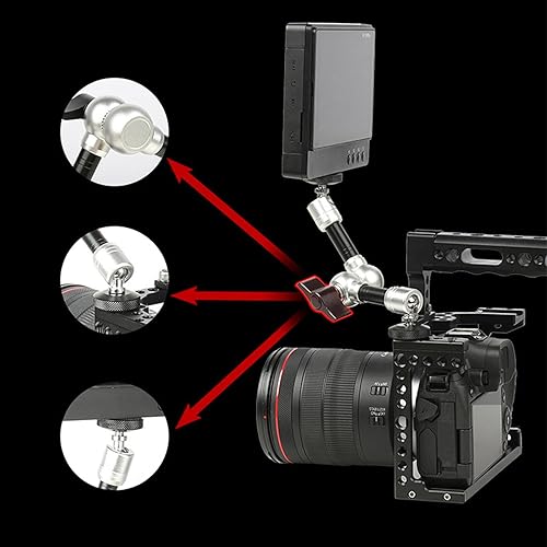 Miniatura 3 de Brazo de fricción articulado de 8 pulgadas con soporte universal de cámara ajustable, rotación de 360 grados, bloqueo seguro, tornillo universal