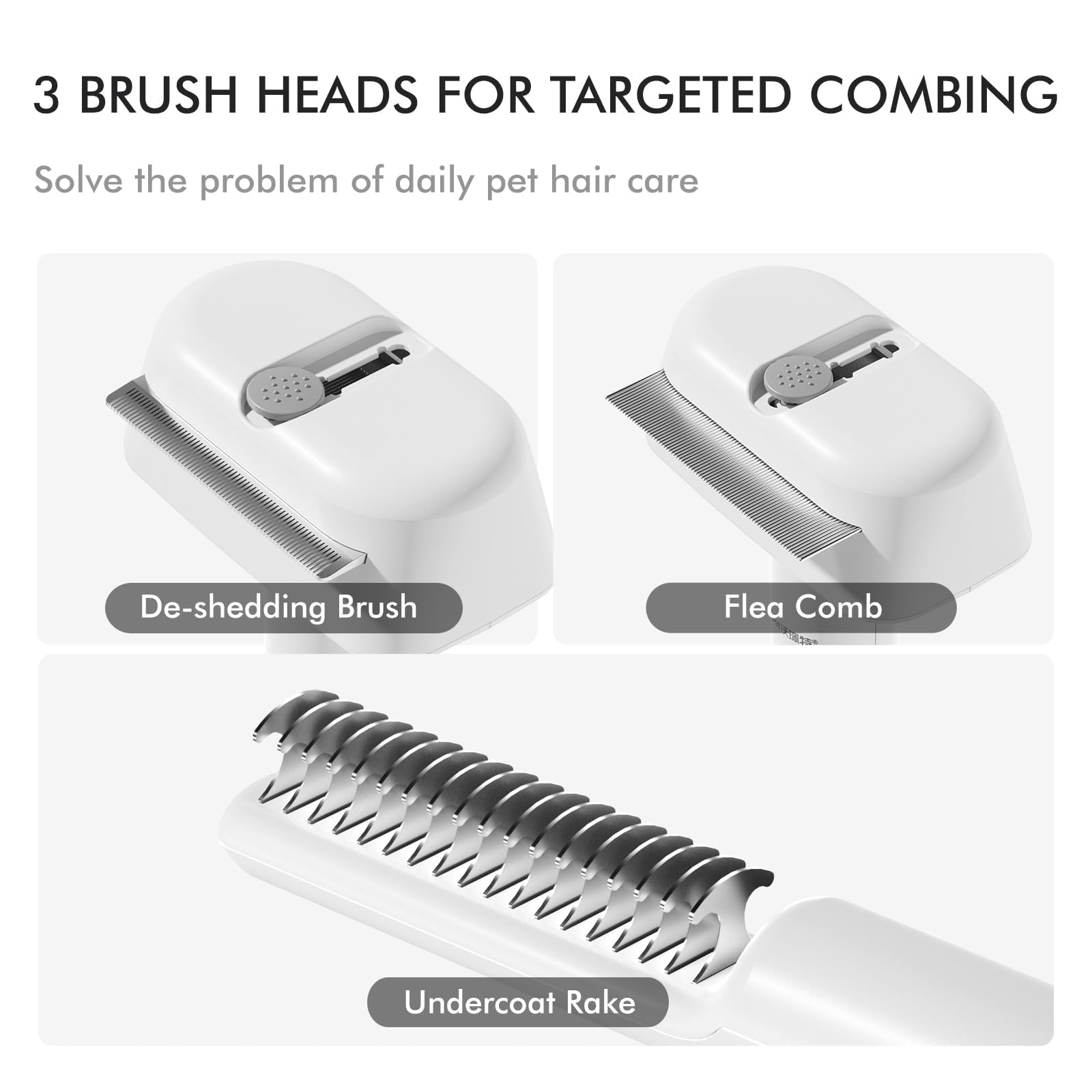 Herramienta 3 en 1 para desenredar mascotas, peines para piojos de pulgas de perro para aseo, rastrillo de capa inferior y peine desenredante para desenredar el pelo mate o anudado, ideal
