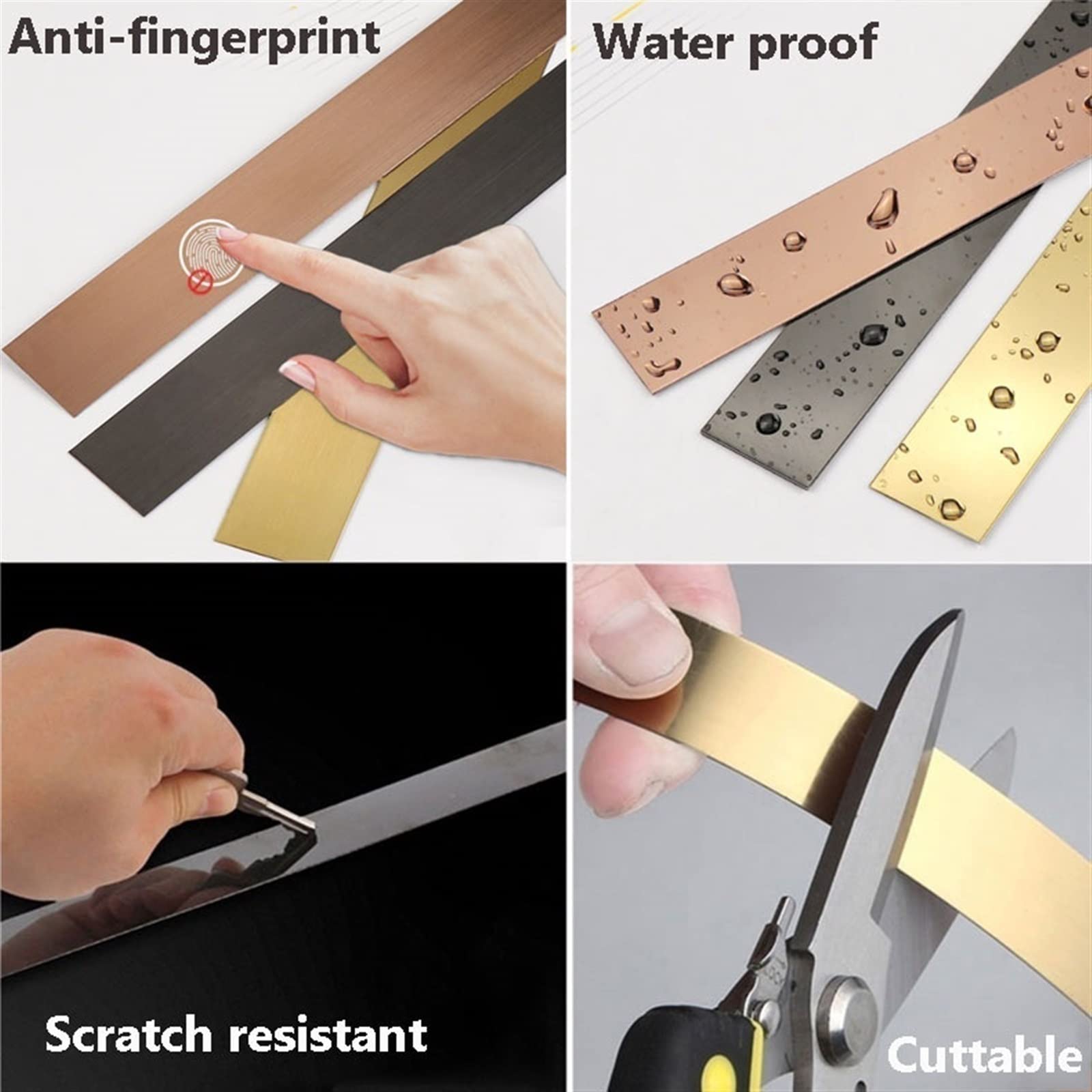 Moldura de Zócalo de Pared Autoadhesiva Flexible de 32 Pies Moldura Metalizada para Pared Y Piso Zócalos Curvos para Paredes Acabado Tipo Espejo