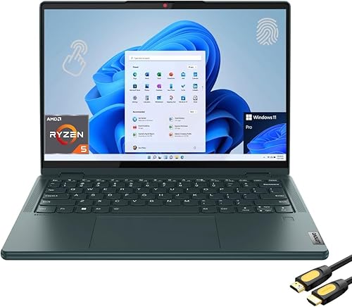 Lenovo Portátil Yoga 6 Touch 2 en 1, pantalla WUXGA de 13.3 pulgadas, AMD Ryzen 5 7530U (Beat i7-11600H), 8 GB de RAM, 1 TB NVMe SSD, lector FP, KB