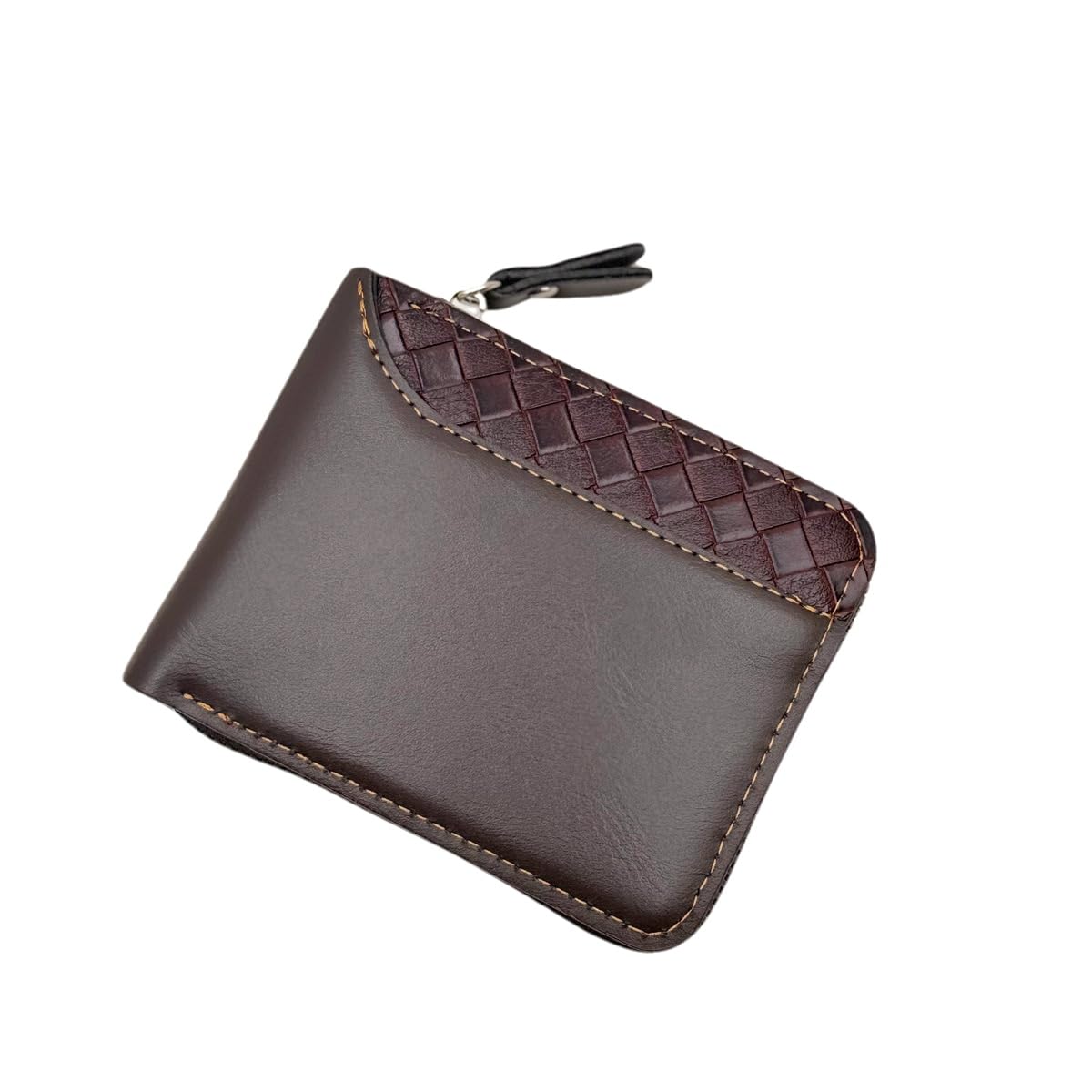 Cool Wallets for teen boys Ages 10-18, Cash with ID Window Cardholder,Faux Leather Wallet for Teen boys,Zippered Wallet for Teenagers,Teenage Teenager Youth Gift. (Brown checkered pattern)