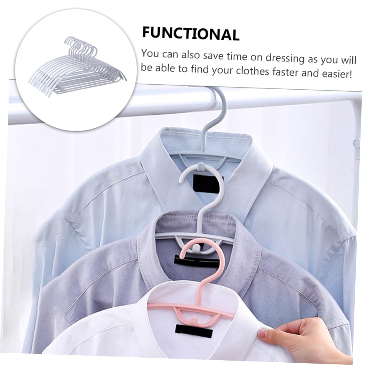 DECHOUS 10pezzi Grucce per Casa in Plastica Tubolare Tacche Rinforzate per Guardaroba Grucce Antiscivolo per Abiti e Cappotti Organizer per Vestiti