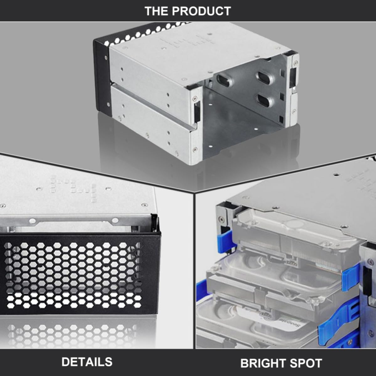 Soporte de Montaje para Disco Duro Multicapa de Aluminio Plata