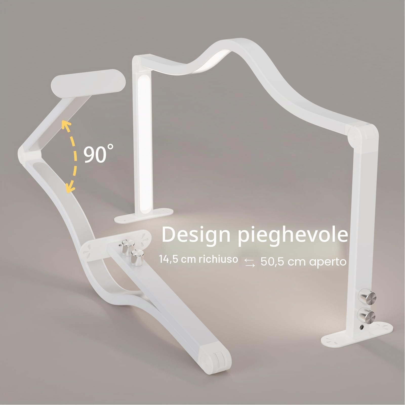 LANMOU Lampada da Tavolo Unghie Mezza Luna LED 48W 3840LM Bianca Pieghevole | Illuminazione Ampia Senza Ombre, Dimmerabile, 3000-6000K e Struttura in Alluminio per Salone, Manicure e Fotografia Macro