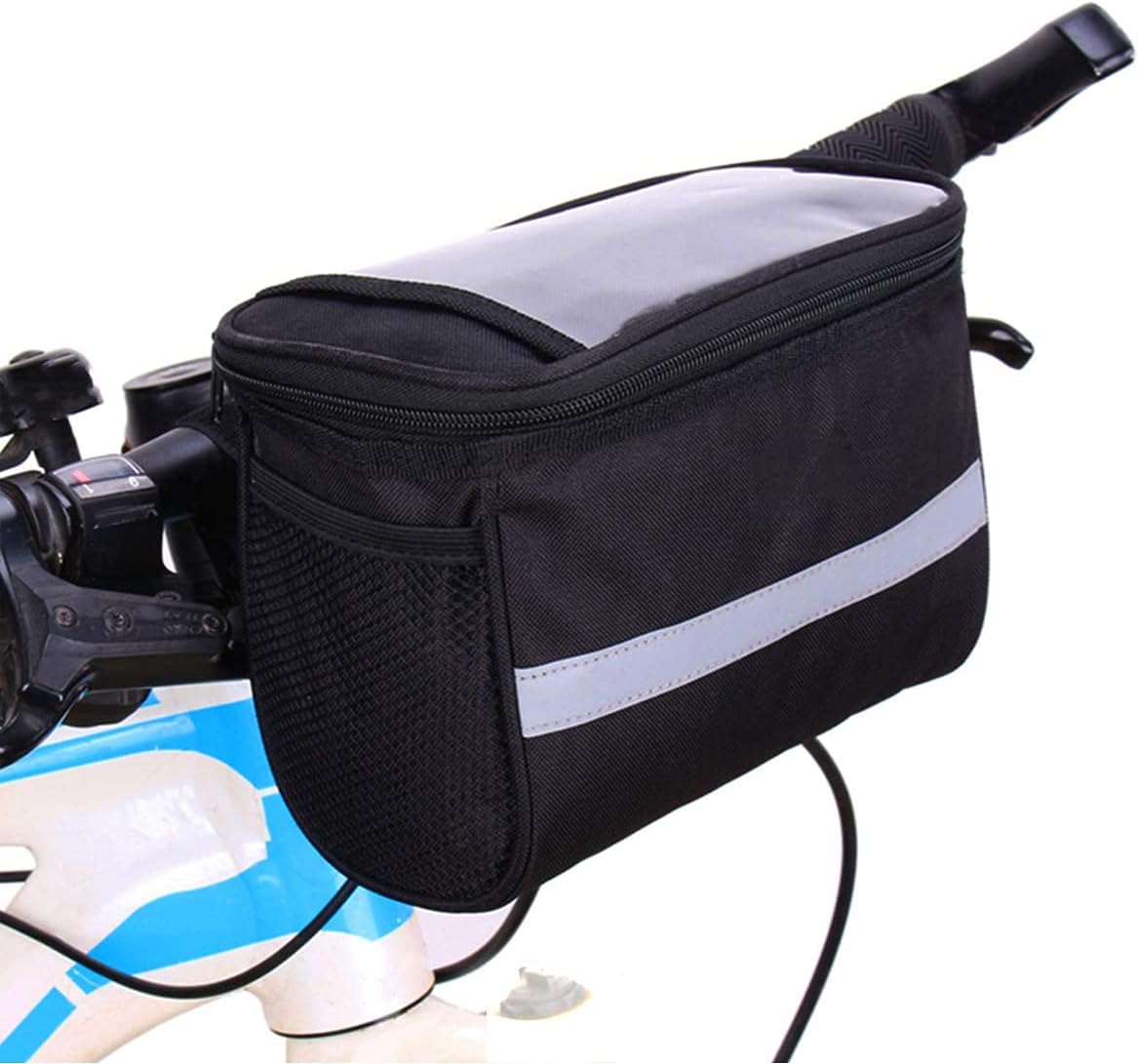 Mtlnkb Bike Handlebar Bag Bike Bags Handlebar Bike Basket Bag with Mesh Pocket Bicycle Front Storage Pouch Bag for Accessories