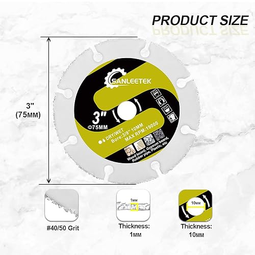 Miniatura 8 de Hoja de acero de alta velocidad 3 "(75 mm) - 4 piezas cortador de disco para metal blando cobre aluminio madera plástico para árbol 38" (10mm)