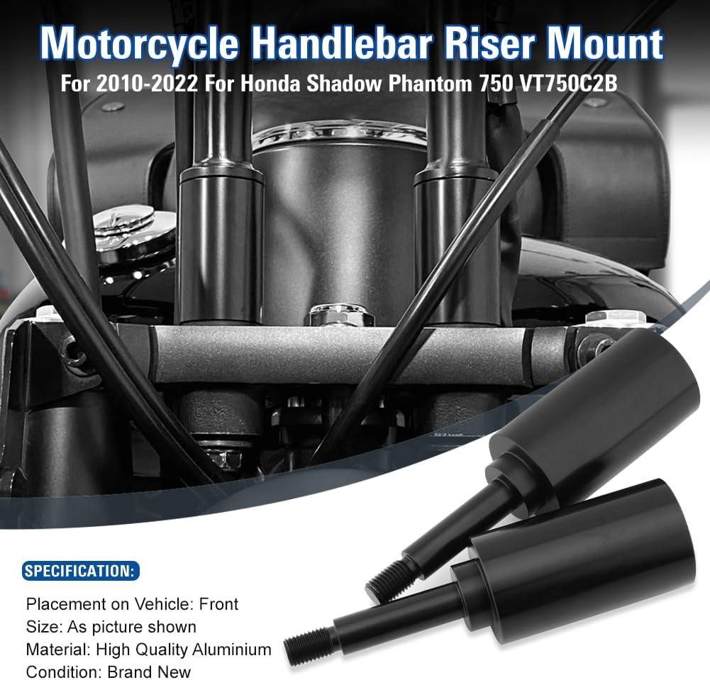 Lirun 2.5" Handlebar Riser Mount Height Handle Bar Spacer adaptor Kit for HONDA Shadow Phantom 750 VT750C2B 2010-2022,Black