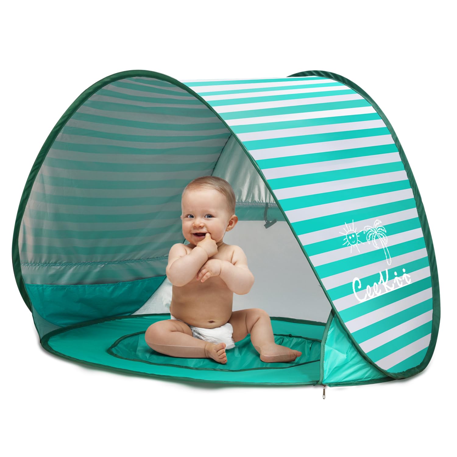 Pop up Baby Beach Tent, Outdoor Automatic UV Protection Beach Tent with Mini Pool, Baby Portable Shade Sun Shelter Canopy for Family Garden Camping Picnic (green)