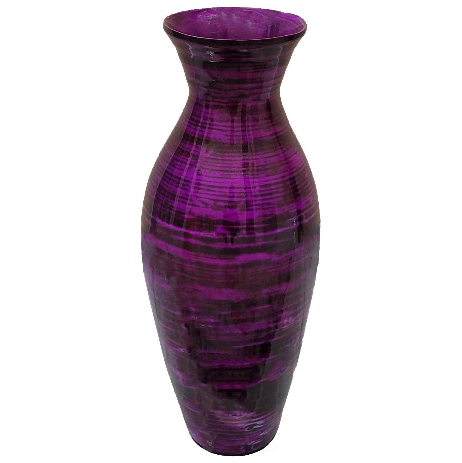 Uniquewise 52 cm współczesny bambusowy wazon na kwiaty podłogowe, unikalny kształt, do jadalni, salonu, dekoracja wejścia, wypełnij go suszonymi gałęziami lub kwiatami, fioletowy