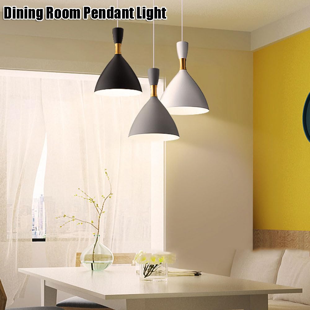Base Single Head Chandelier, Personalized Iron Pendant Lamp Shade, Ceiling Lighting Fixtures, Living Room Bedroom Balcony Decoration Hanging Light(White)
