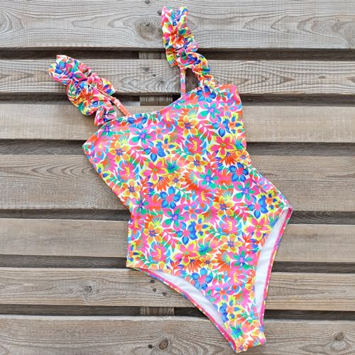 SPORLIKE One Piece Swimsuit Women Ruffle Adjustable Straps Bathing Suit Padded Swimwear(Cute Floral,Small) - Image 5