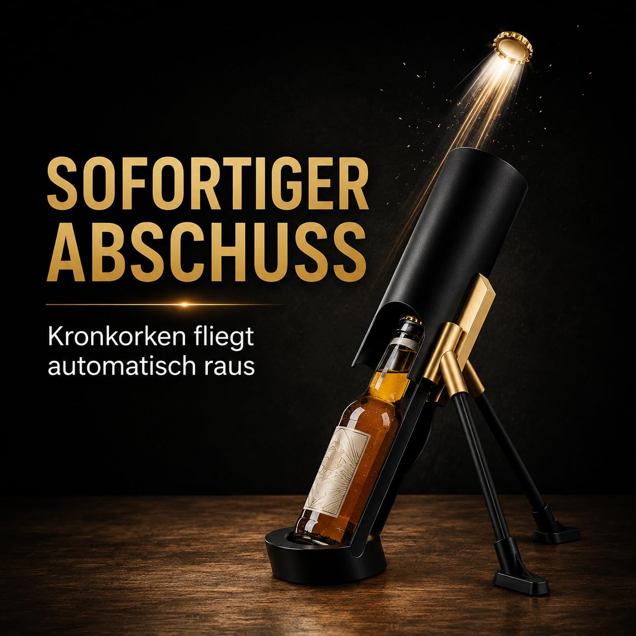 Suffkanone Flaschenöffner, Bieröffner mit Abschuss-Mechanismus für 33-mm-Flaschen, Lustiges Party Gadget für Grillabend, Hausbar und Feiern (Verde)