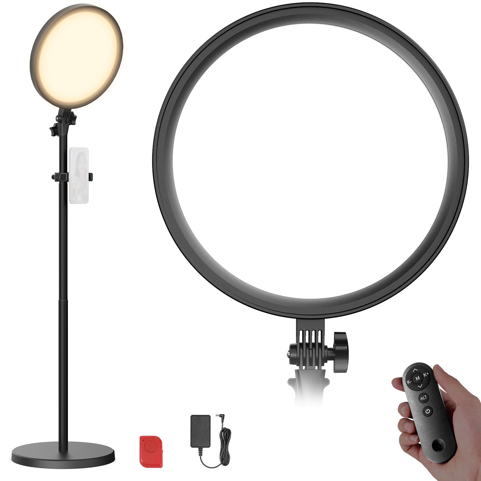 NEEWER BASICS Ring Light Grande 30cm 24W con Stand 68"/Portatelefono/Telecomando per iPhone Video Selfie Streaming Trucco Fotografia Studio, 3000K-6500K CRI98 Luce Pannello LED a Schermo Intero, BR13