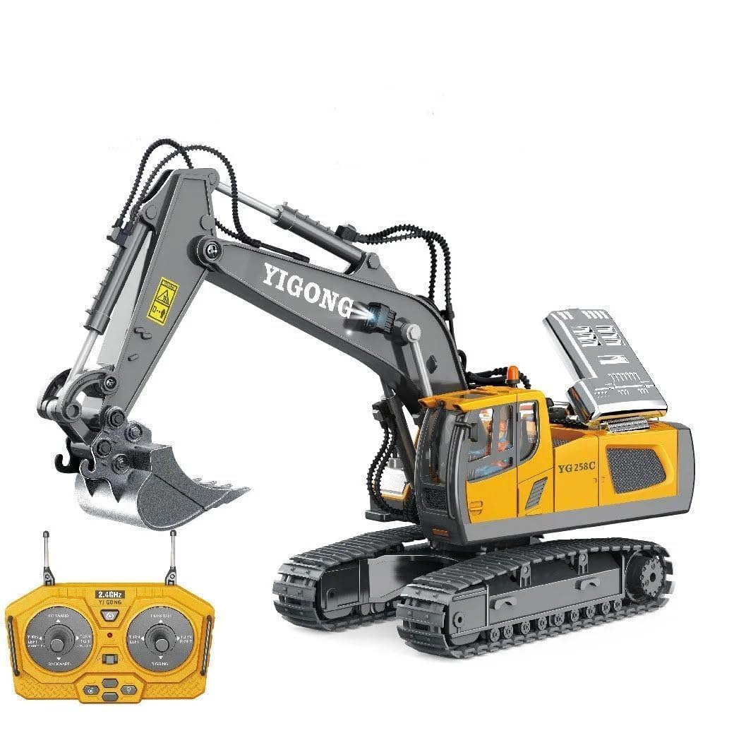 TIUDTOY 11-Channel RC Excavator Toy for Kids | Spray Function | Remote Control Alloy Engineering Truck | Realistic Construction Vehicle