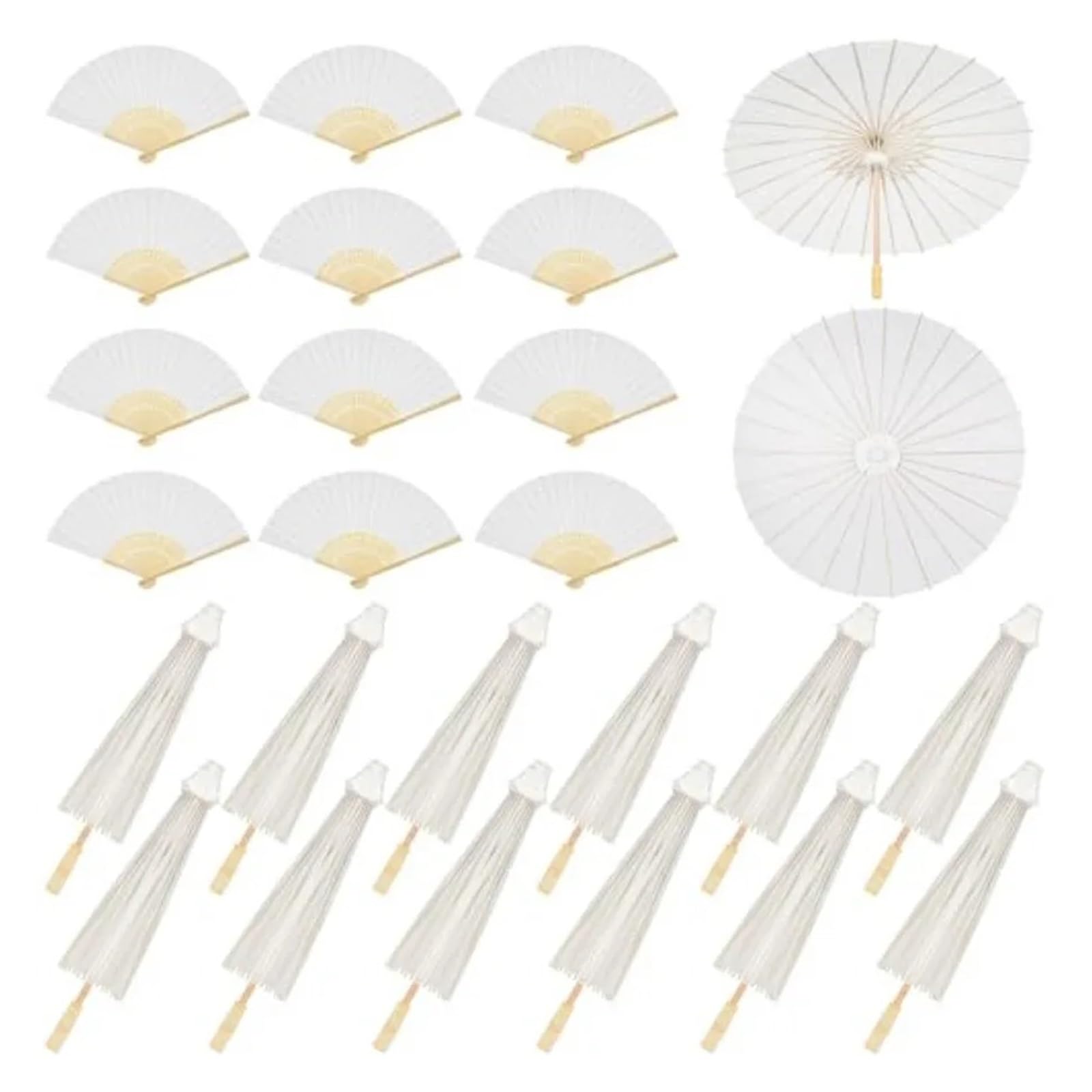 24 Stück 33'' Papierschirme 8'' Papierfächer Dekorative DIY Malerei Handwerk for Hochzeit