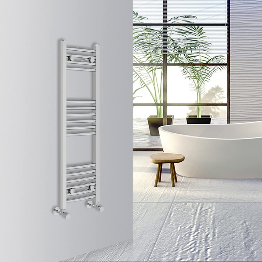 Warmehaus Curved Bathroom Heated Towel Rail Warmer Radiator Central Heating 1000x300mm - Chrome
