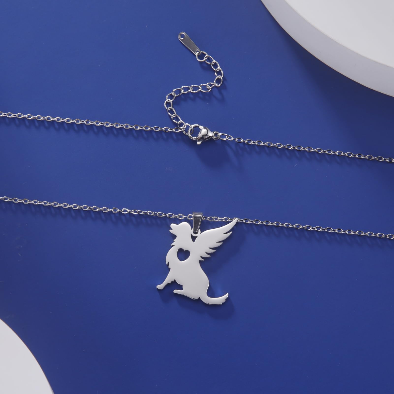 TEAMER in acciaio inox Angelo Cane Collana Carino Ala Cuore Cane Ciondolo Animale domestico Cane Amante Memorial Gioielli per le donne uomini