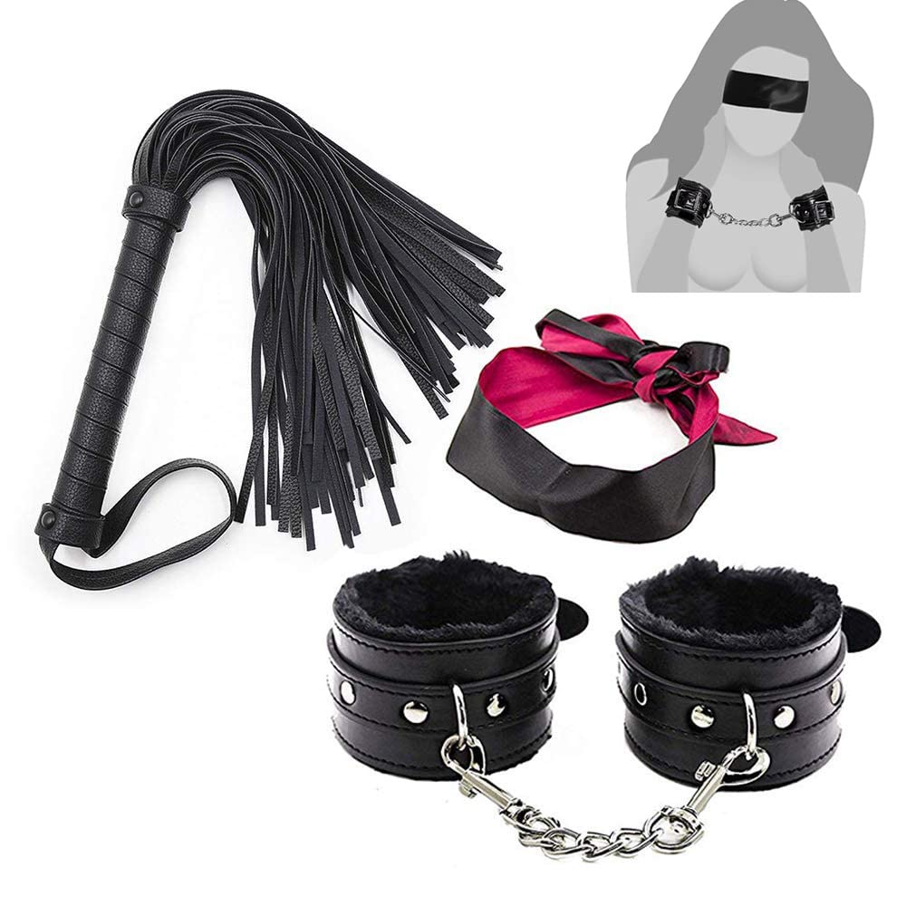 Kit d'entraînement quotidien à l'équitation 3 pièces Fouet en cuir + Bandana en soie + Protège-poignet en cuir - Kit d'entraînement pour chevaux (Noir)