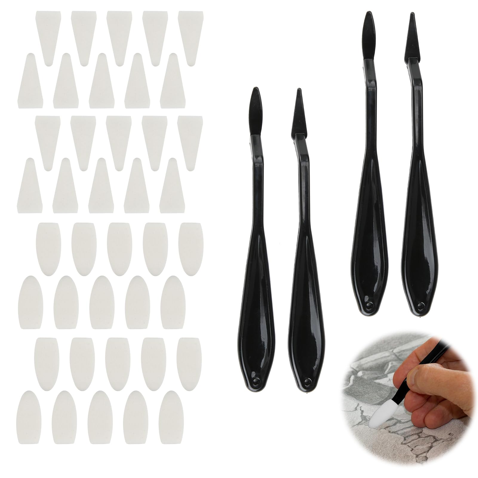 Kit 4 Gommes à Estomper YOCDNOV Avec 40 Têtes - Pour Dessin, Fusain, Crayon - Artistes Et Débutants