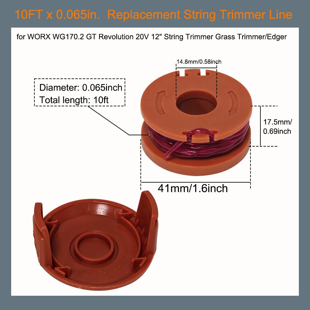 Trimmerspulenschnur für Worx WA0010/WG154/WG163/WG180 kabelgebundene Trimmer Ra