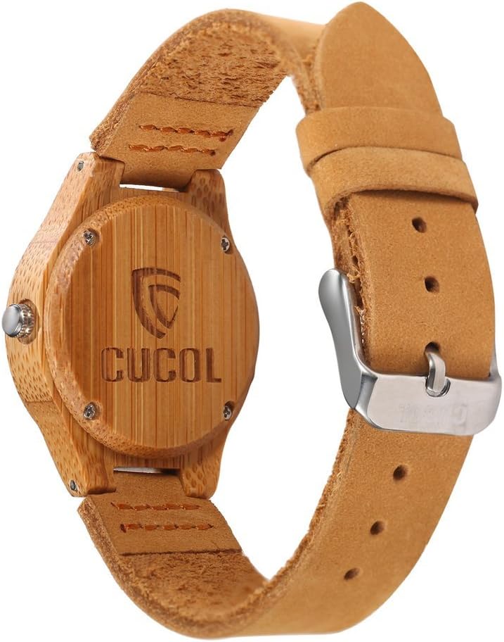 Womens Wooden Bamboo Watches Leather Strap with Gift Box image 9 of 9 B06XTQ9RRR