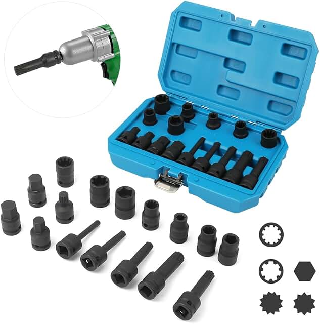 16-Piece High Torque Brake Caliper Socket Set (1/2" Drive) for European & Domestic Vehicles