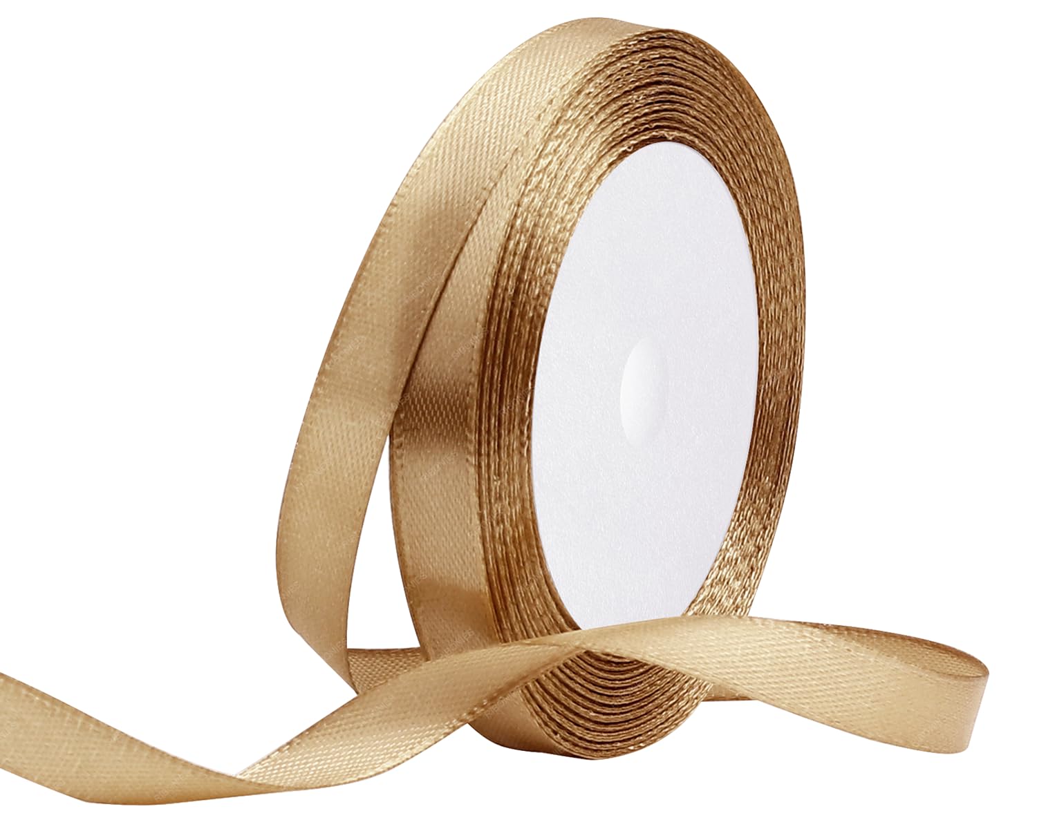 5 Rotoli Nastro In Raso Oro Champagne – 22 Metri Totali, Larghezze Da 0,6 A 2,5 Cm, Per Regali, Matrimoni E Fai Da Te