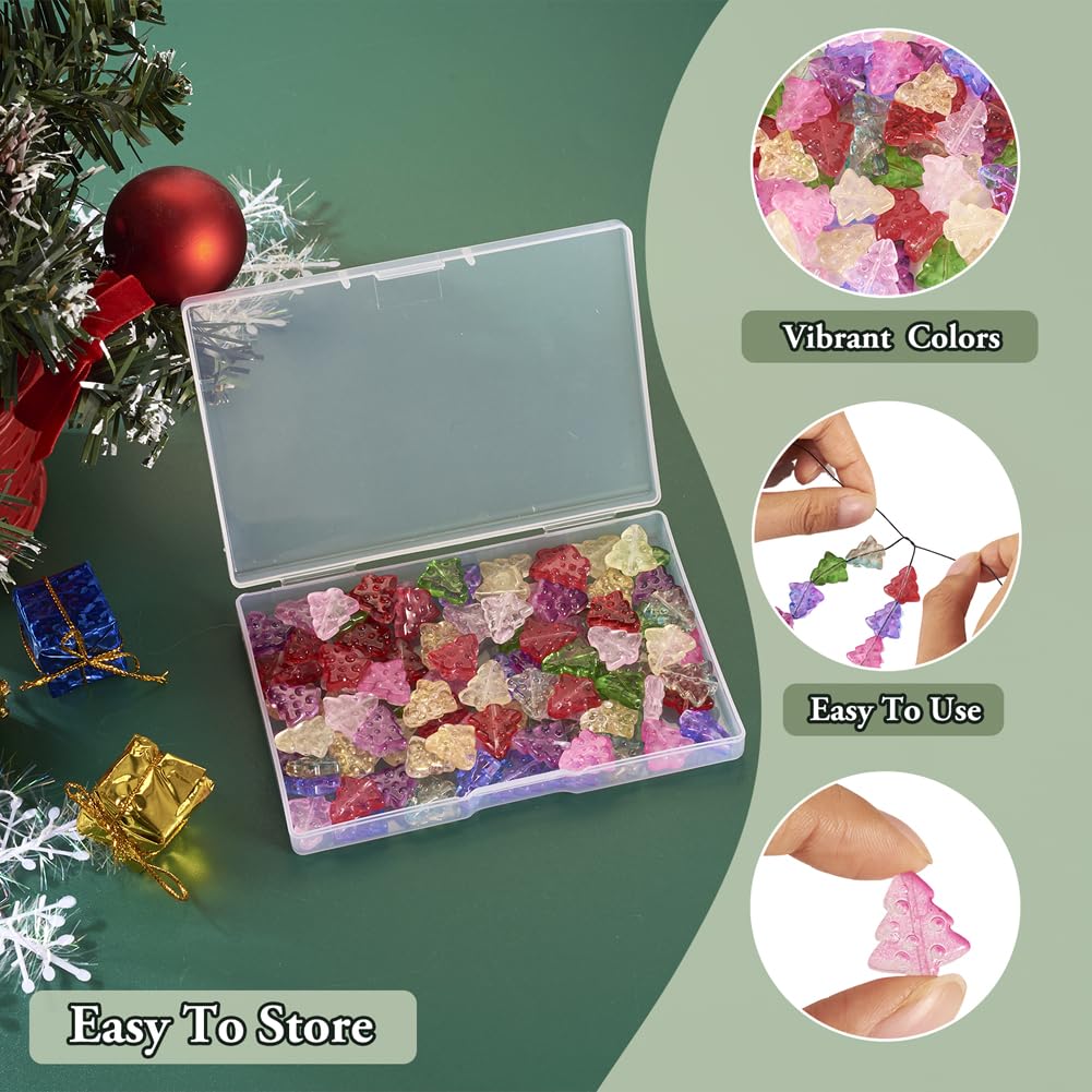 Cheriswelry 100Pcs Christmas Tree Handmade Glass Beads with Gold Foil Mixed Color Cute Cartoon Spacer Beads for Jewelry Making - Image 3