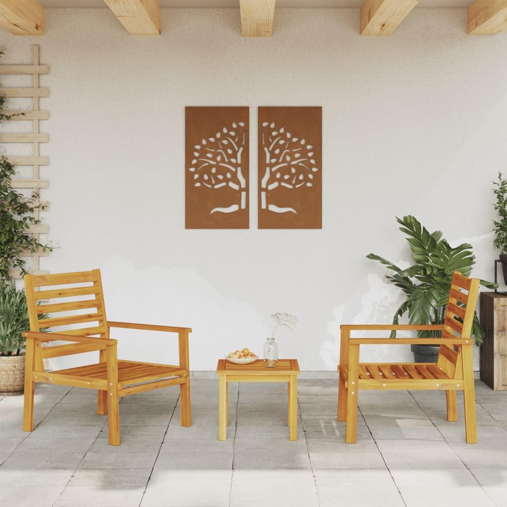 vidaXL Lot de 2 Fauteuil de Jardin, Chaises avec Accoudoirs, Sièges avec Dossier, Meubles de Patio Terrasse Extérieur, Bois Massif d'Acacia