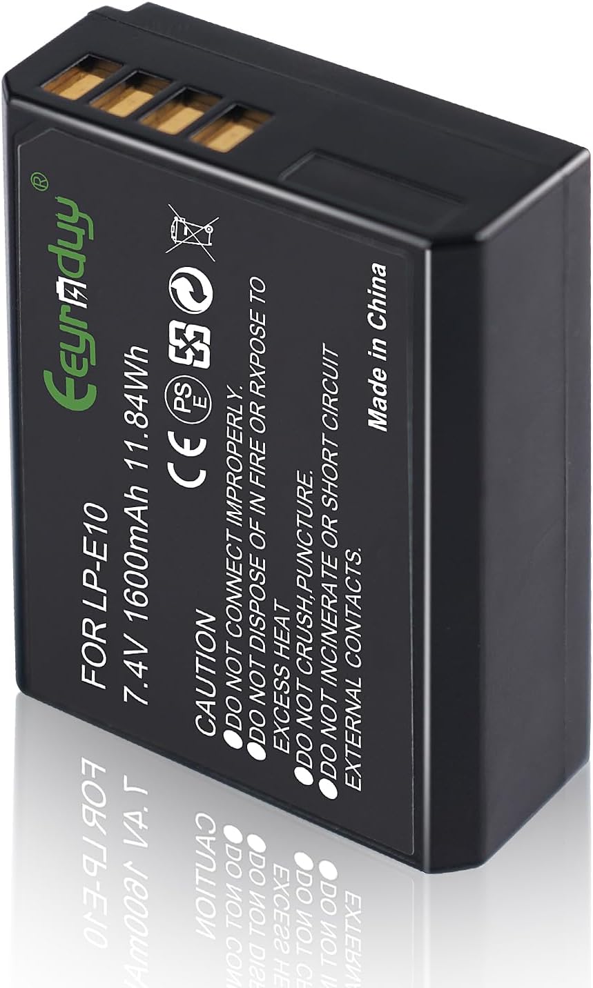 LP-E10 Battery and Dual Battery Charger for Canon EOS Rebel T7 T6 T5 T3 T100, Kiss X50 X70 EOS1100D/1200D/1300D/2000D Digital Cameras(2-Pack 1600mAh)