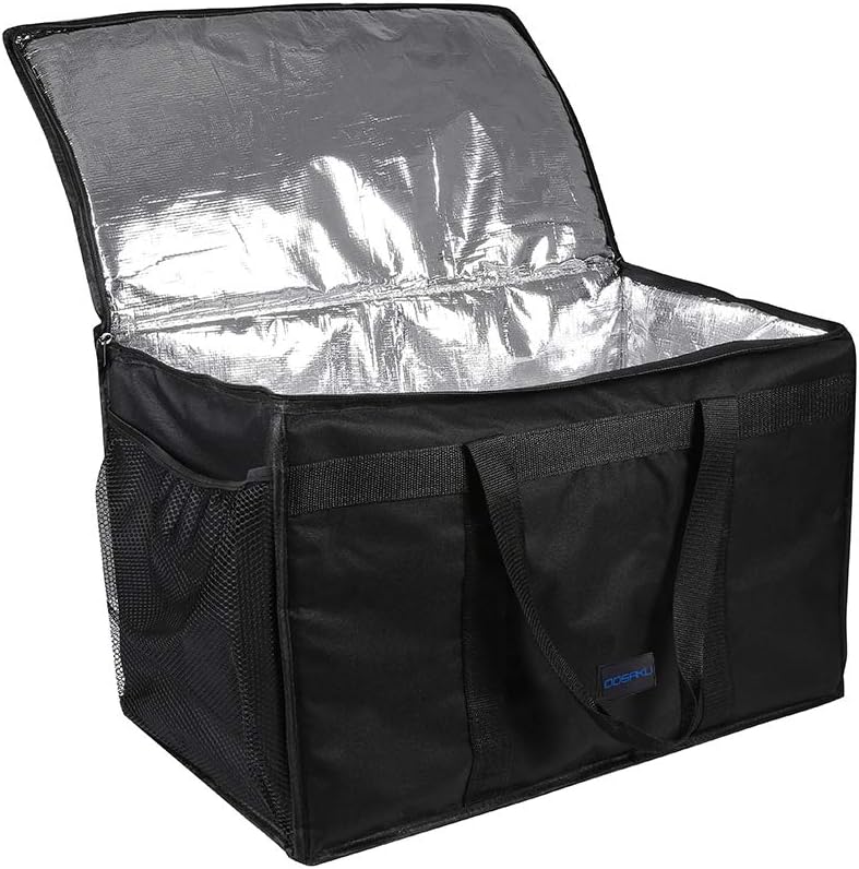 OOSAKU Large Insulated Food Delivery Bag with 2 Side Pockets Thermal Portable Cooler Bags for Hot or Cold Food 79 litres
