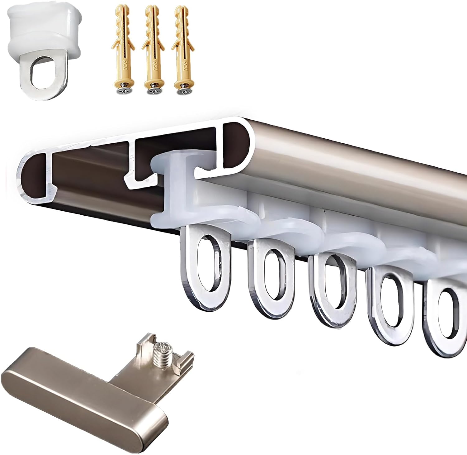 Aluminum Alloy Ceiling Curtain Track System - 2.8m (9.2ft) Sliding Rail with Screws, Rollers & End Caps, Easy Install Curtain Rod for Home, Office, and Window Treatments